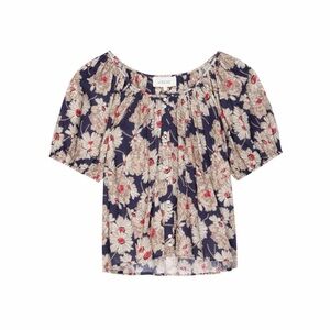 The Great The Porch Floral Button-Front Blouse